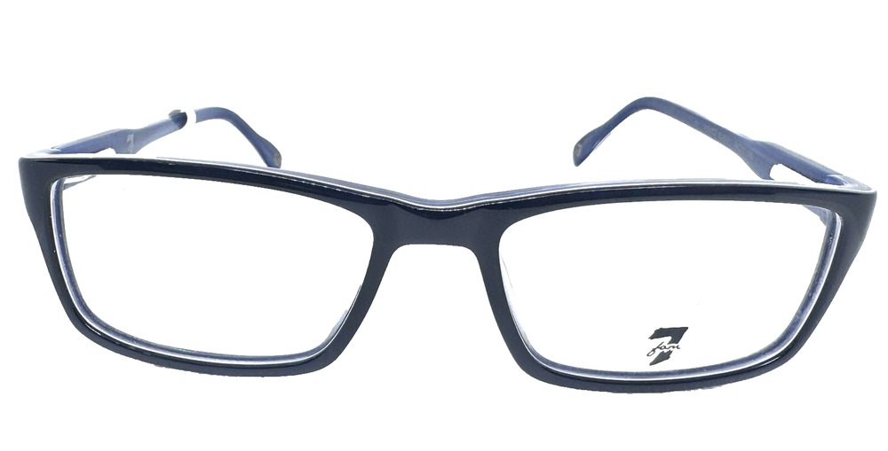 7 FOR ALL MANKIND VENICE EYEGLASSES BLACK BLUE WHITE 54-17-140 AUTHENTIC FRAME